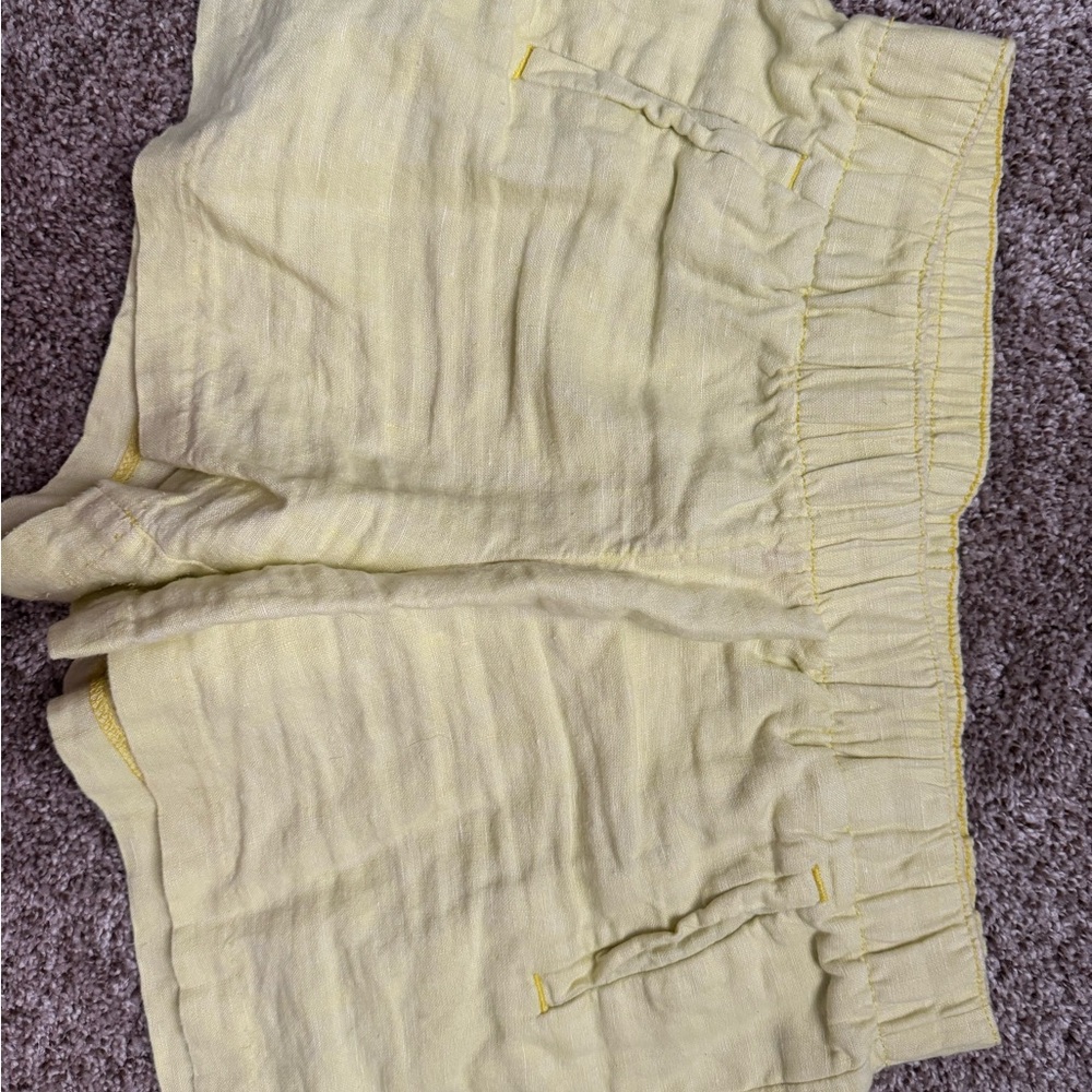 Yellow Elastic Waist Shorts